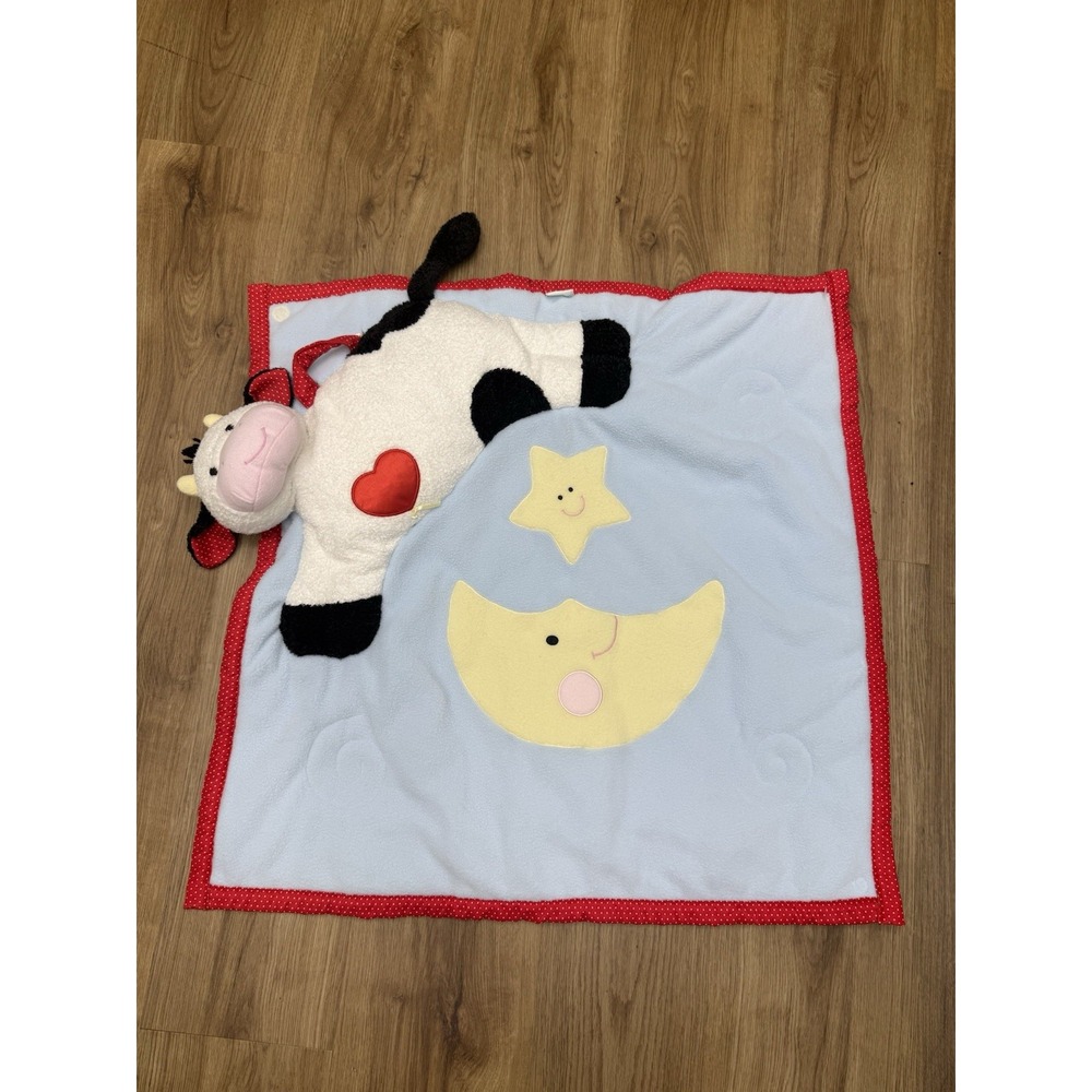 Eden VTG Tender Tones Baby Blanket Plush Cow Jumped Over Moon Heartbeat